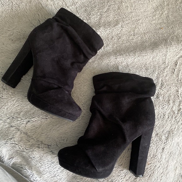 SUEDE PLATFORM SLOUCH BOOTIES - Picture 2 of 3